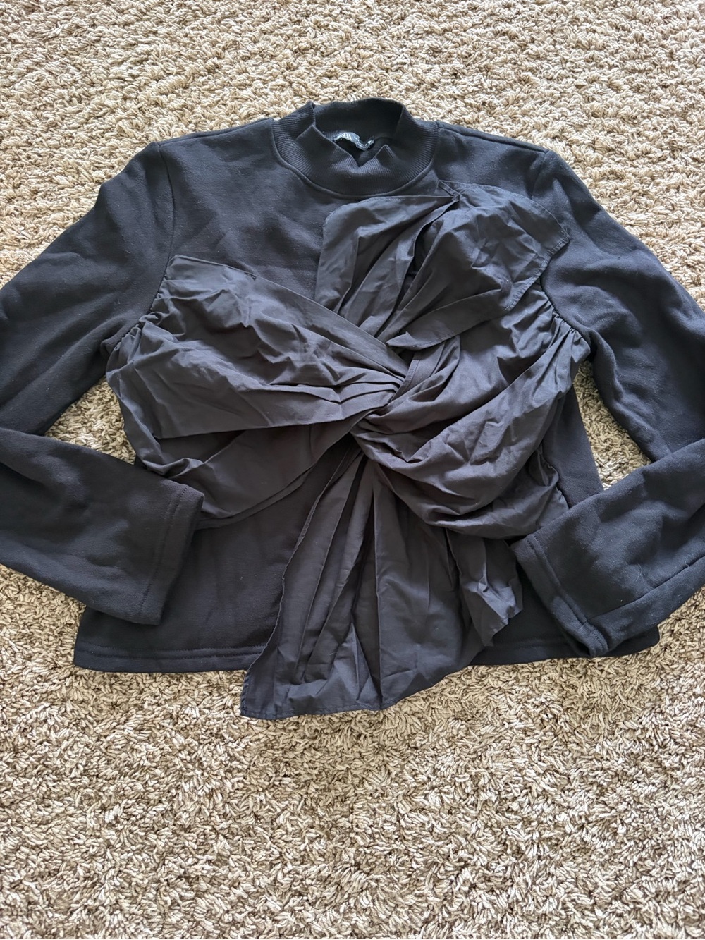 Zara Black Twist-Front Long Sleeve sweatshirt